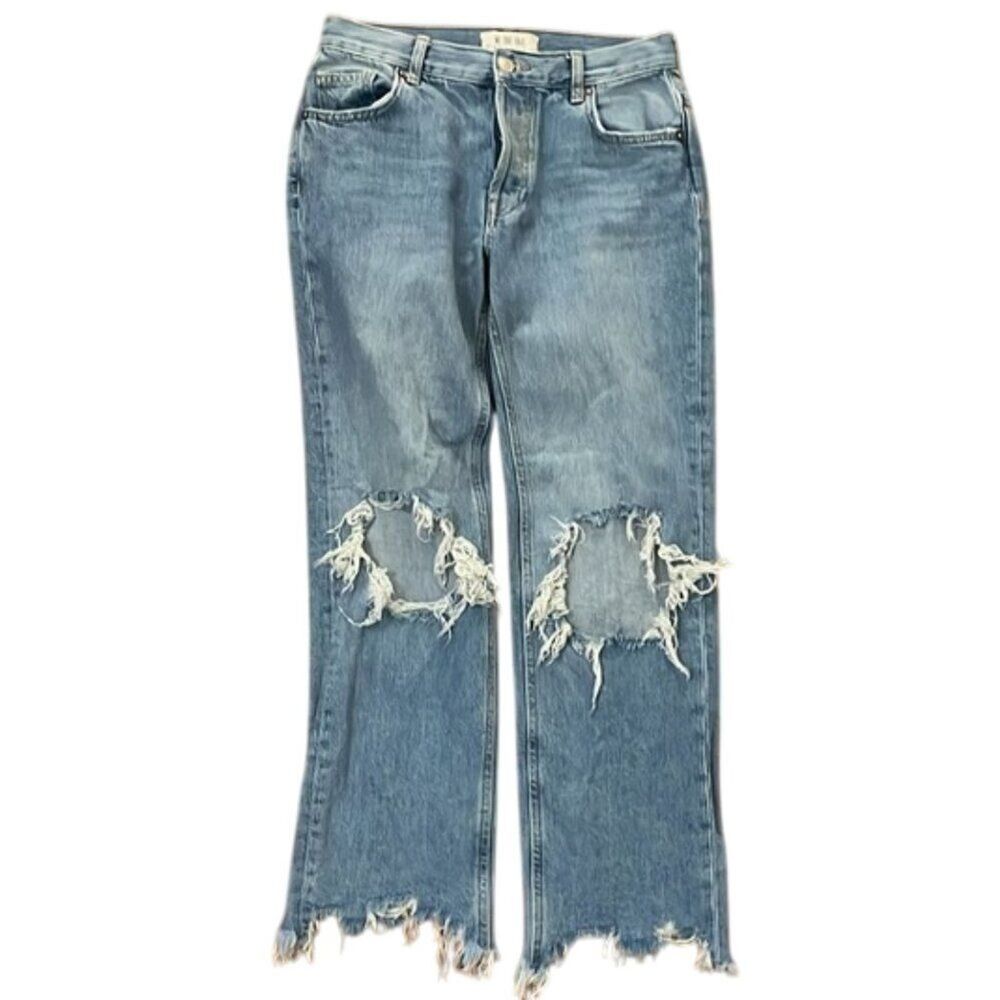 We The Free Maggie Mid Rise Straight Leg Blue Jeans Womens Size 24 OB832365